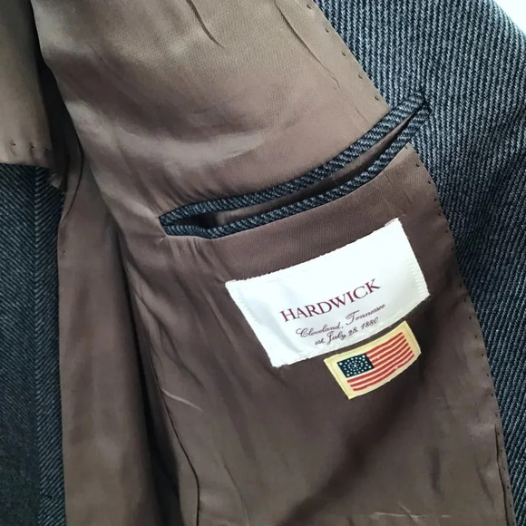 Men's Hardwick Sport Coat Blazer 48 Long Gray Stripe Wool Airwool Made in USA - Picture 12 of 14